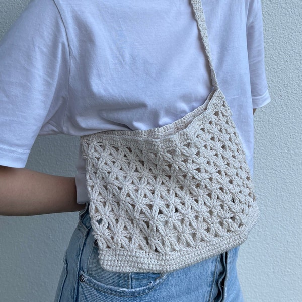 Crochet Shoulder Bag, Minimal Boho-Chick bag, Net Bag,Gift for Her