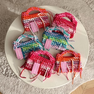 Handmade Crochet Fringe Bag | Chunky T-Shirt Yarn Purse | Small Colorful Summer Handbag | Boho Festival Tote | Multiple Color Variants