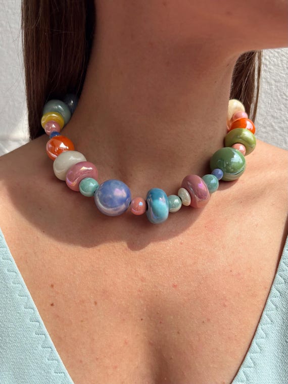 Absolutely Stunning Ceramic Beads Choker Necklace | Spring Summer Details SS25