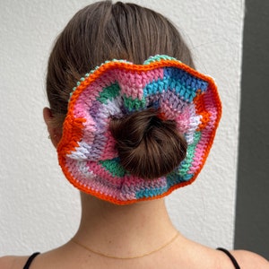 Colorful Crochet Scrunchie • Chunky Knitted Hair Tie • Miu Miu Inspired Hair Accessory • Coquette Soft Girl Aesthetic Gift