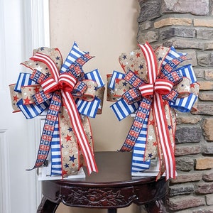 Patriotic Bow (Set of 2) | Patriotic Lantern Bow Set | Patriotic Wreath Bow Set | 4th of July Bow Set