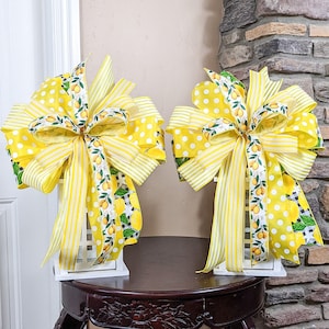 Lemon Wreath Bow (set of 2) | Summer Lantern Bow Set | Summer Bow Set | Lemon Bow Set