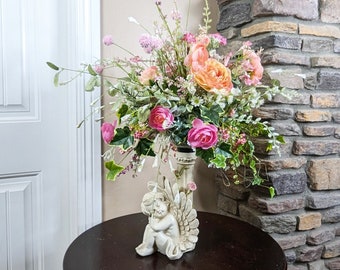 Winged Angel Floral Arrangement, Winged Cherub Graveside Flowers,  Cemetary Floral , Memorial Centerpiece