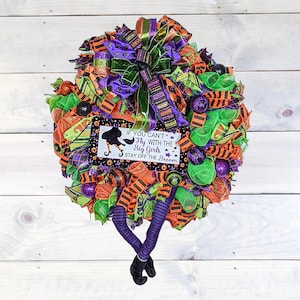 Large Halloween Witch Wreath | Witch Leg Wreath | Halloween Door Decor | Halloween Deco Mesh Wreath