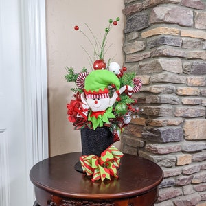 Christmas Elf Centerpiece | Elf Top Hat Centerpiece | Holiday Table Decor | Christmas Mantel Decor