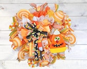 Extra Large Halloween Candy Corn Wreath, Halloween Wall Decor, Halloween Party Decoration, Halloween Candy Wreath