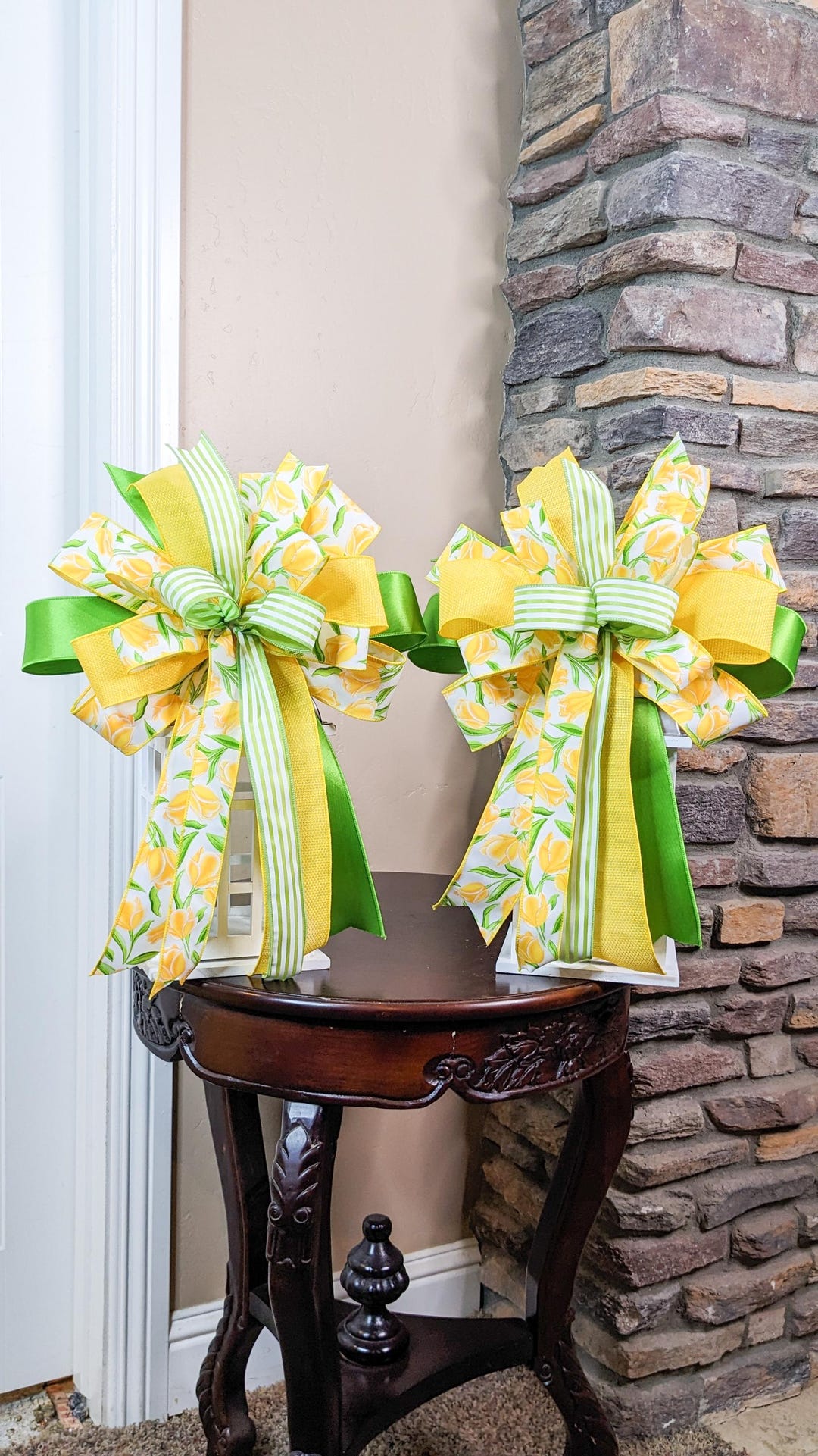 Handmade Spring Bow Set – Yellow & Green Wreath Bows, Summer Door Decor ...