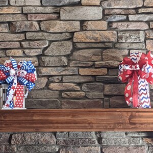 Patriotic Wreath Bow (set of 2) | Patriotic Lantern Bow Set | Americana Bow Set | 4th of July Bow Set image 6
