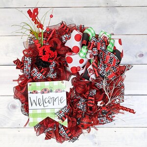 Summer Wreath | Ladybug Welcome Wreath | Year Round Wreath