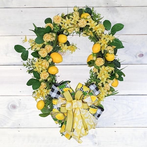 Lemon Wreath | Summer Wreath | Lemon Grapevine Wreath | Farmhouse Wreath