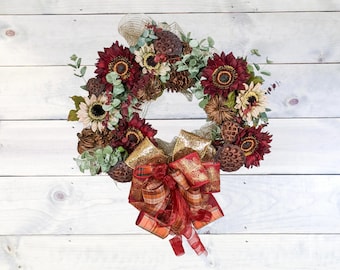 Autumn Wreath | Natural Warm Tones Autumn Wreath | Fall Wreath | Thanksgiving Wreath