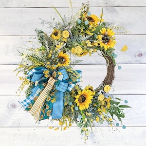 Extra Large Summer Wreath | Sunflower Wreath | Front Door Wreath | Spring Wreath