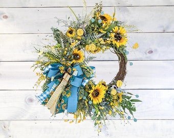 Extra Large Summer Wreath | Sunflower Wreath | Front Door Wreath | Spring Wreath