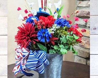 Red White and Blue Patriotic Centerpiece, 4th of July Table Arrangement, Independence Day Decoration, Americana Centerpiece