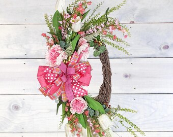 Valentine Wreath | Spring Wreath | Peony and Tulip Spring Wreath | Spring Floral Wreath