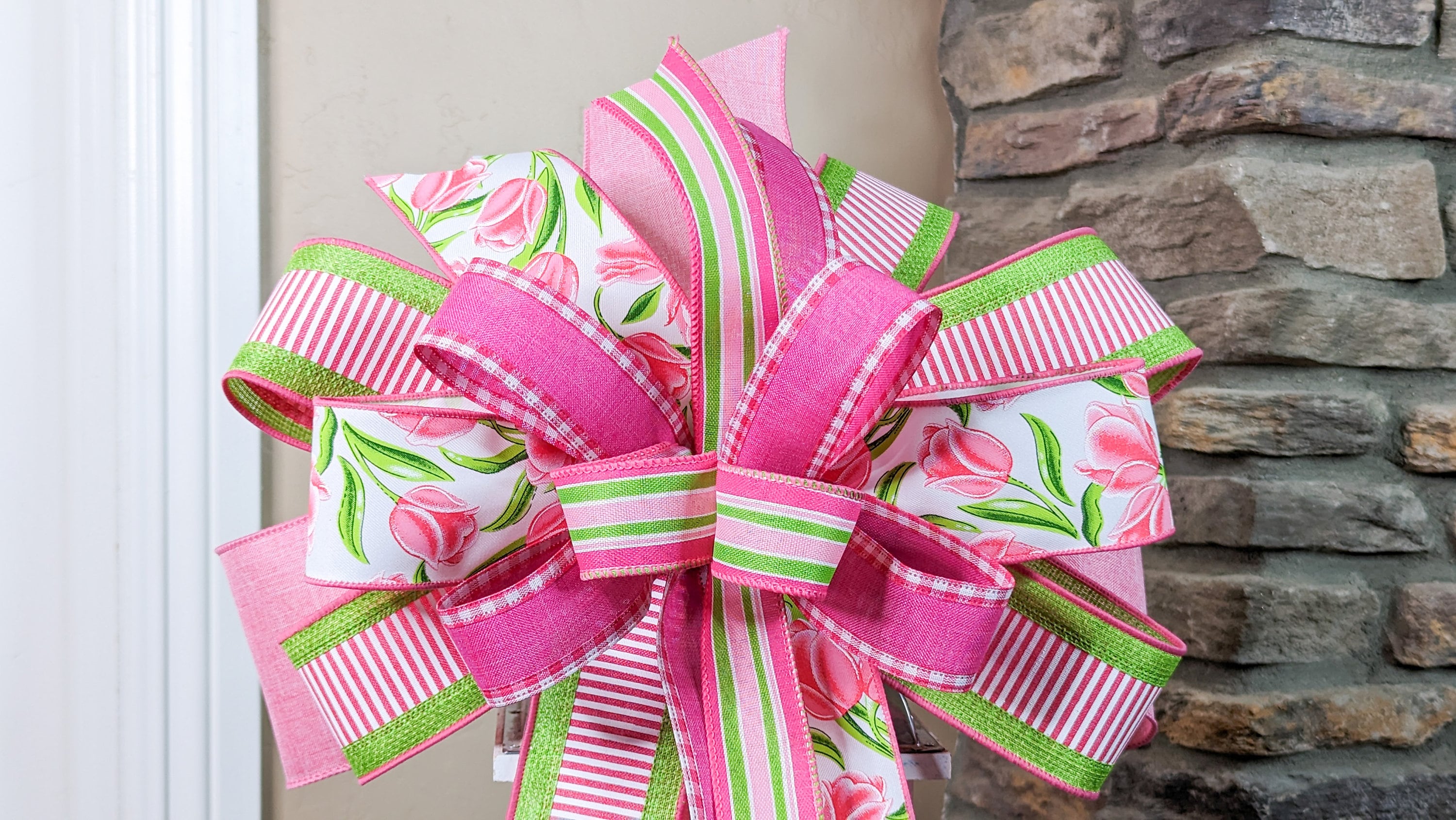 Pink Tulip Wreath Bow (set of 2) | Summer Lantern Bow Set | Summer Bow ...