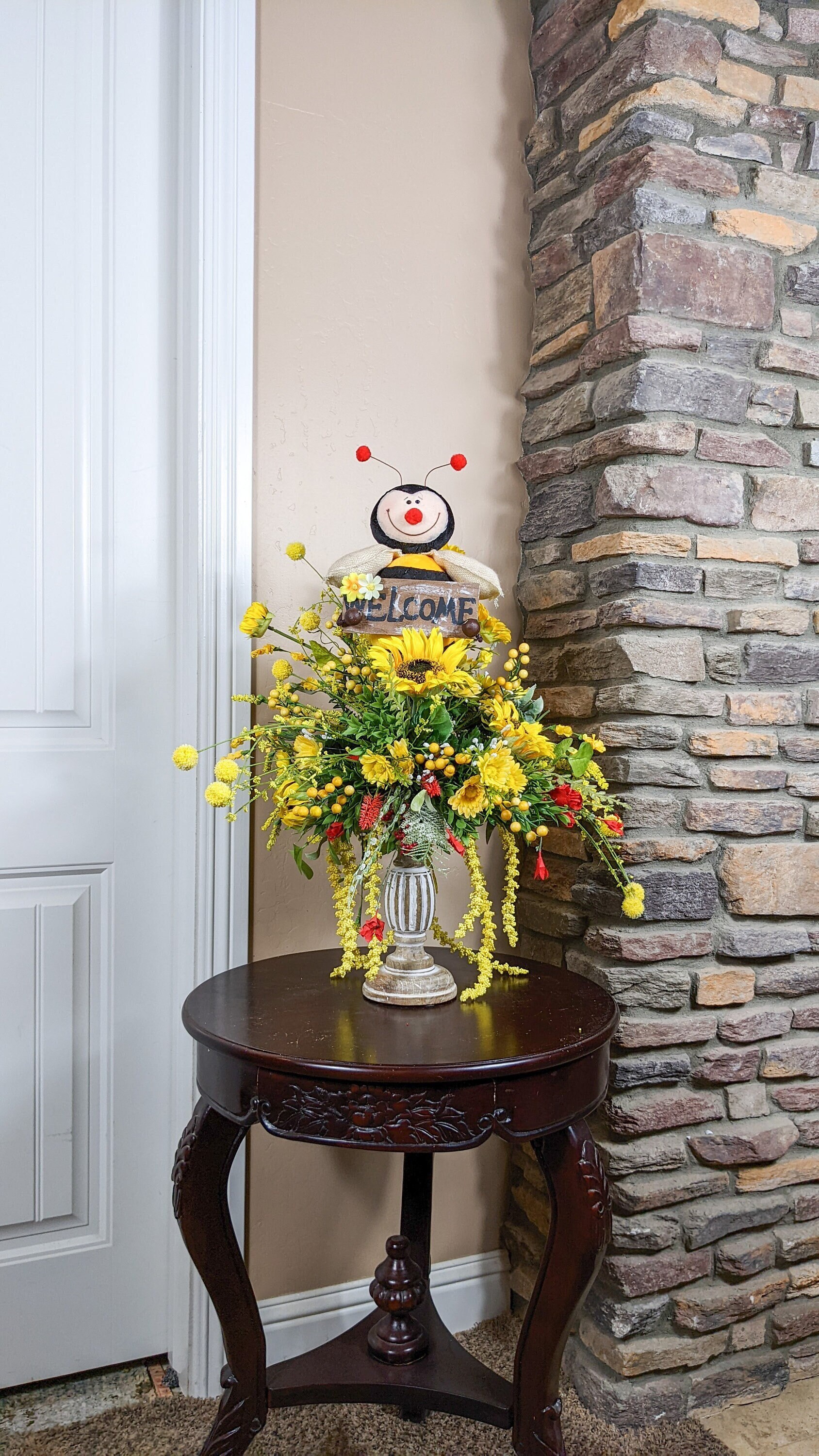 Bumble Bee Porch Arrangement Summer Sunflower Arrangement Bee Welcome Centerpiece Baby Bee Shower Arrangement