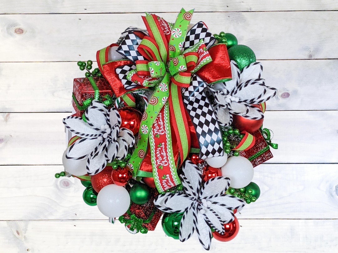White Poinsettia Christmas Wreath | Extra Large Christmas Ornament ...