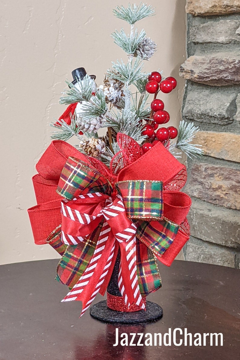 Black Top Hat Top Hat Centerpiece Christmas Tree Topper -Tree Topper Bow Tree Topper Top Hat