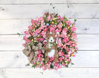 Easter Bunny Welcome Wreath | Spring Wreath | Easter Grapevine Wreath | Front Door Wreath