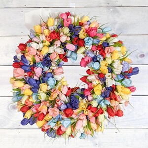 Spring Wreath | Easter Wreath | Rainbow Tulip Wreath | Front Door Wreath