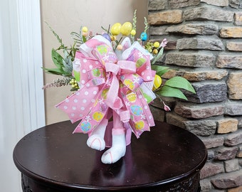 Pink Galvanized Easter Bunny Ears Bucket Floral Arrangement, Easter Centerpiece, Easter Table Decor, Easter Party Decorations