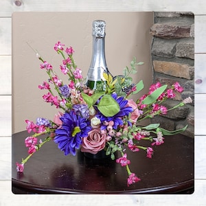 Candle Bouquet Hostess Gift | Wine Bottle Bouquet | Wedding Centerpiece | Wine Bottle Decor