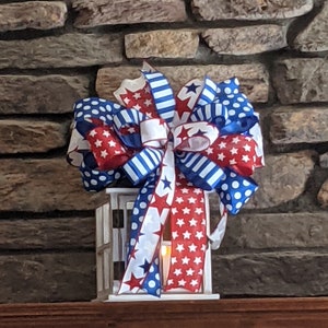Patriotic Wreath Bow (set of 2) | Patriotic Lantern Bow Set | Americana Bow Set | 4th of July Bow Set image 7