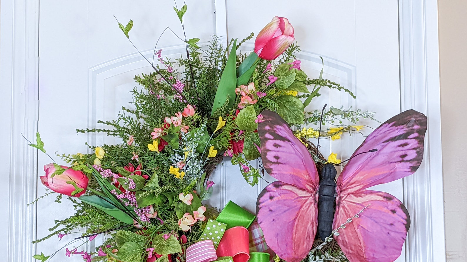 Extra Large Summer Wreath Pink Butterfly Floral Wreath Etsy