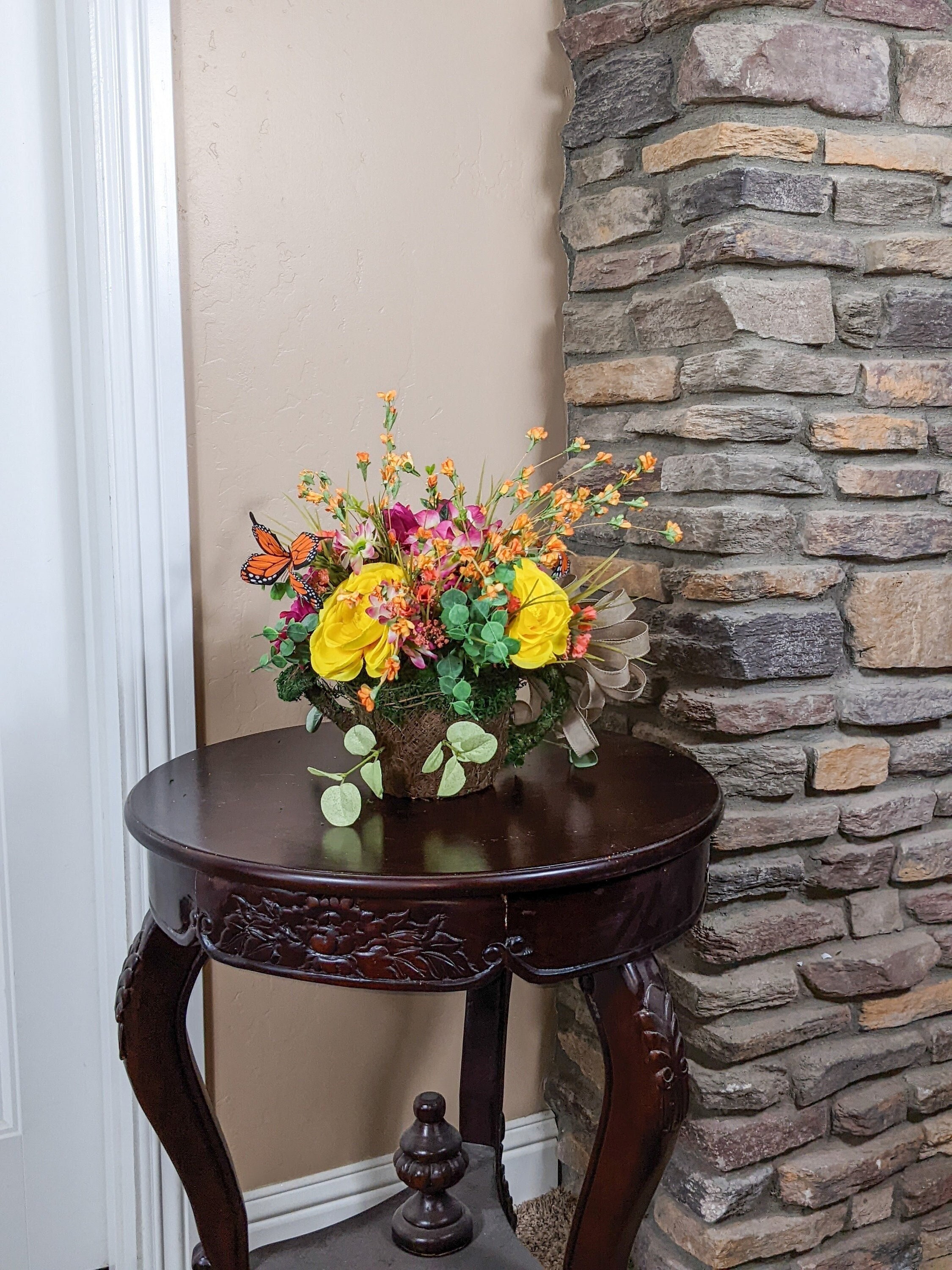 Spring Centerpiece Spring Moss Covered Watering Can Floral Arrangement Spring Table Decor Spring Floral Arrangement