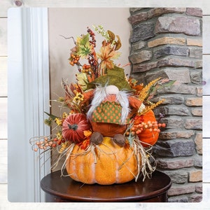 Pumpkin Gnome Fall Centerpiece | Autumn Centerpiece | Thanksgiving Centerpiece | Pumpkin Centerpiece