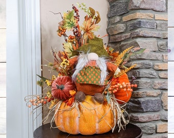 Pumpkin Gnome Fall Centerpiece | Autumn Centerpiece | Thanksgiving Centerpiece | Pumpkin Centerpiece