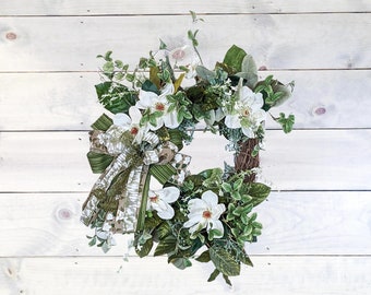 Magnolia Grapevine Wreath | Summer Wreath | Everyday Wreath | Front Door Wreath