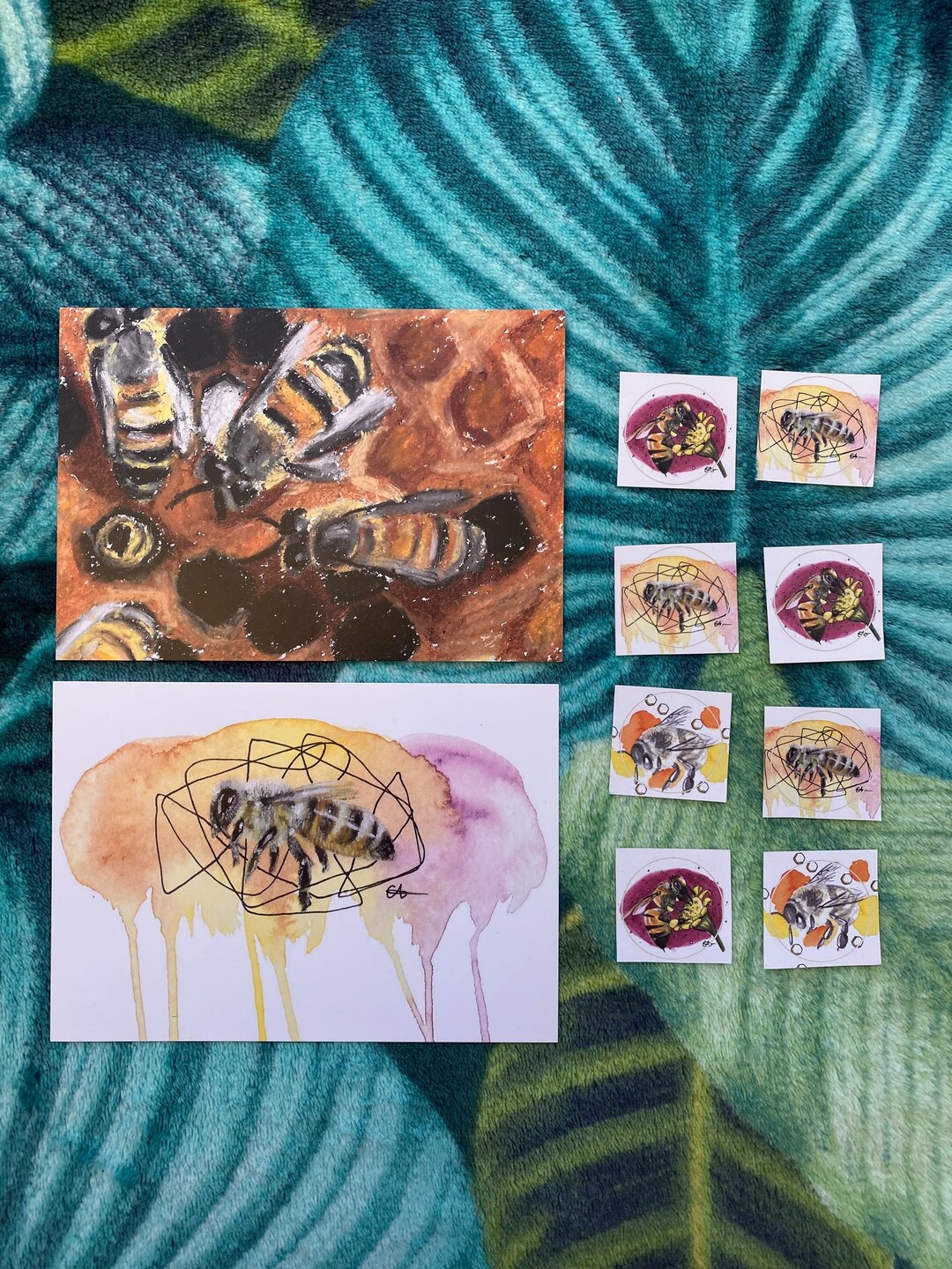 Bee Art Prints – Full Set - Original Fineart Postcards - Etsy