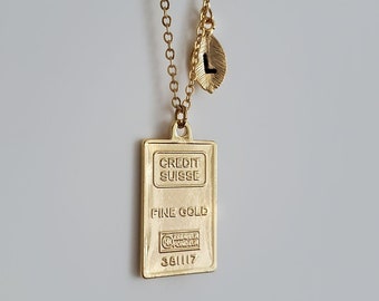 Gold bullion bar necklace clearance
