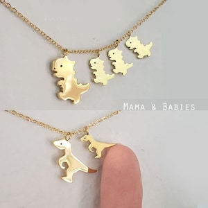 Mamasaurus And Babysaurus Dinosaur Bar Necklace - Stainless Steel Family Jewelry Gift For New Moms - View #8