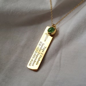 Personalized Medical ID Necklace Diabetes Medical Alert Necklaces for Women Autism Medical Prescription Necklace for Kids Medical Jewelry