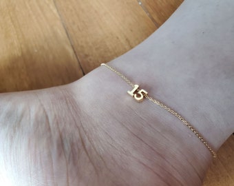 Number Anklet, Personalized Number Anklets, tiny angel number Anklet for mother, minimalist Anklet, unique jewelry, Mothers day gift, unique