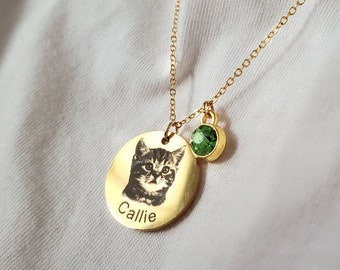 Pet Cat Portrait circle Necklace Actual dog picture jewelry Animal Lovers, Pet Loss Gifts Cat Lover Gift Personalized Dog Gifts