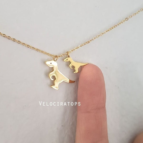 Collier dinosaure maman et bébé, bijoux maman dinosaure pour grand-mère mère fille, pendentif dinosaure délicat, collier mère enfant, collier dinosaure