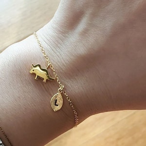 18Kゴールド恐竜ブレスレット ママと赤ちゃんのパーソナライズ恐竜ジュエリーブレスレット 赤ちゃん用 母親恐竜ペンダント 上品な子供用ブレスレット