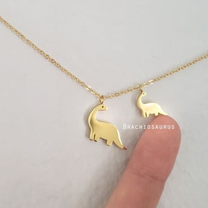 Mother and Two Baby Dinosaurs Necklace, Mom and Two Kids, Fine