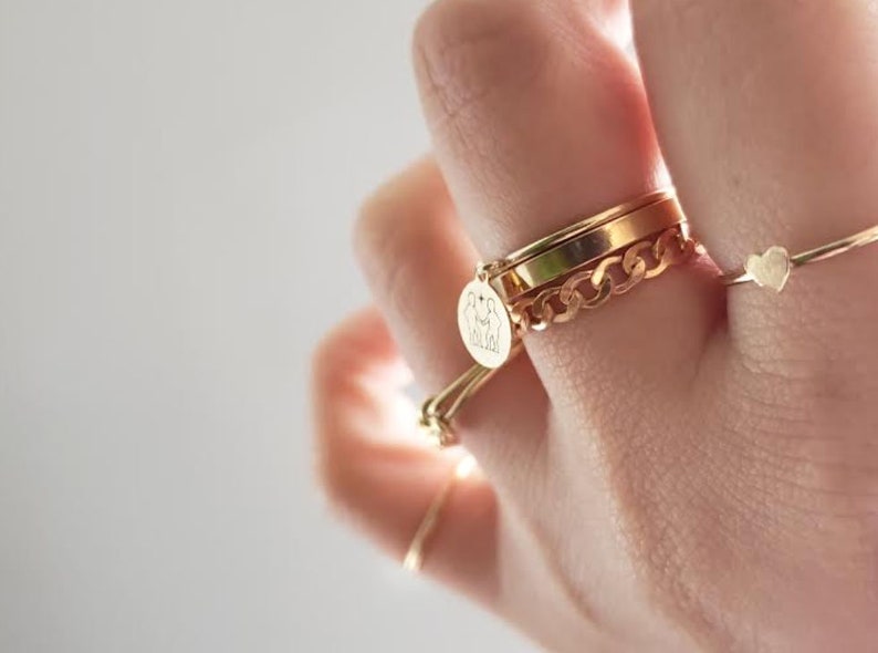 14k Gold Filled Chain Ring Sterling Silver Chain Ring Boy Etsy