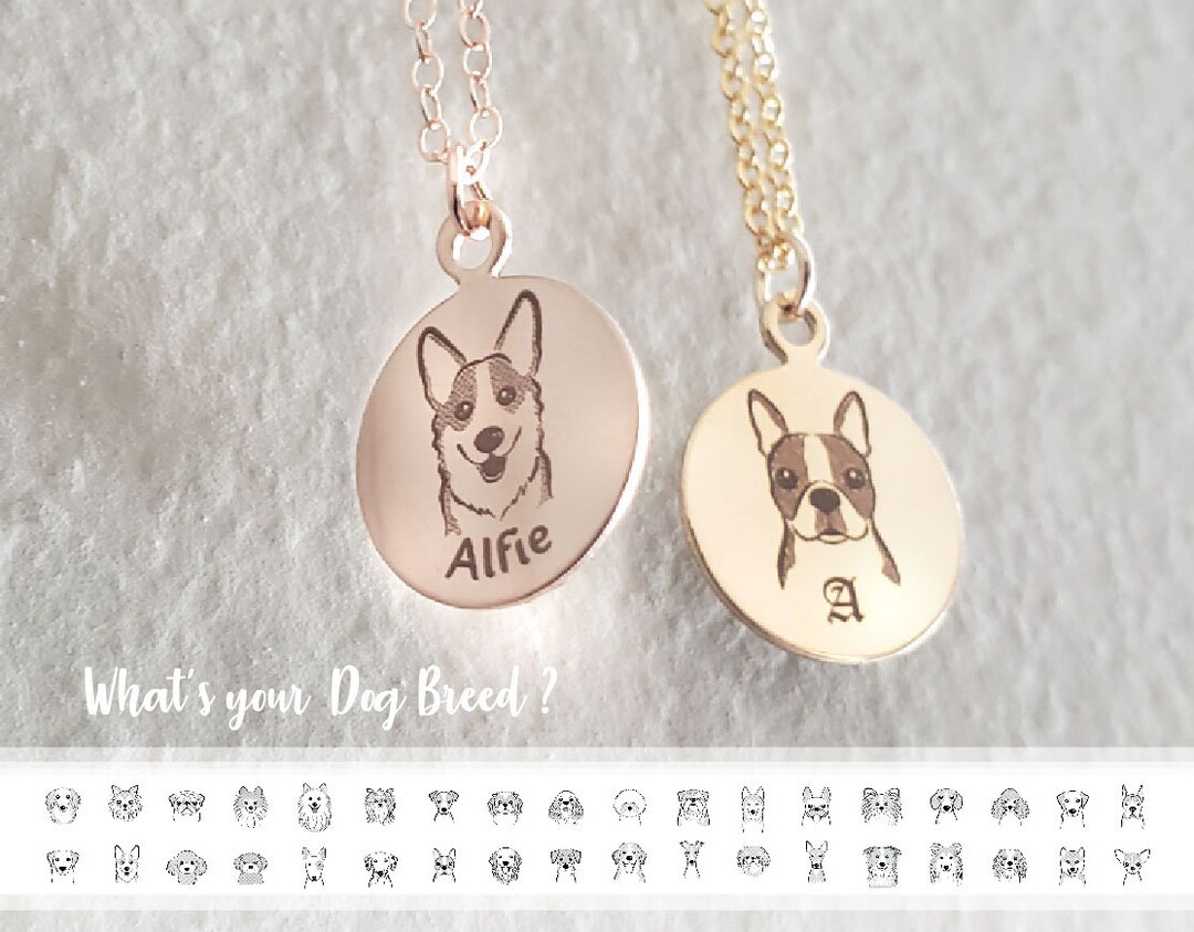Custom Pet Portrait Dog Name Circle Pendant Necklace Pet Loss Gift for