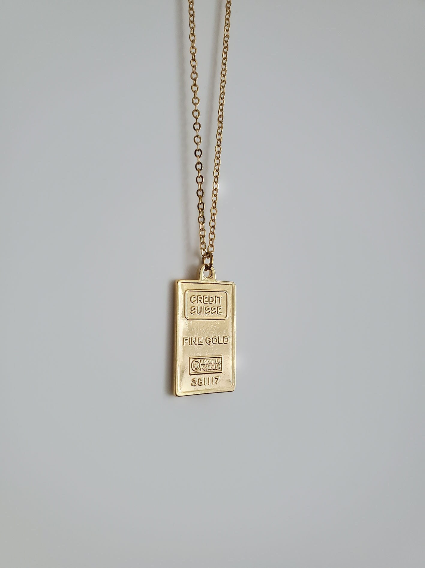 18k Gold Bullion Bar Pendant Necklaces for Him Her Dainty - Etsy