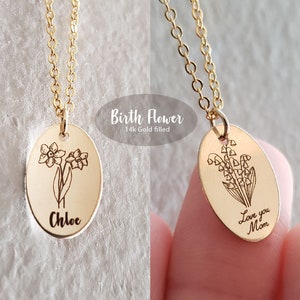 Personalized Mother Daughter Necklace Birth Flower Necklace Meaningful Jewelry for Mom Gold Filled Necklace Bridal Gifts Mothers Day image 6