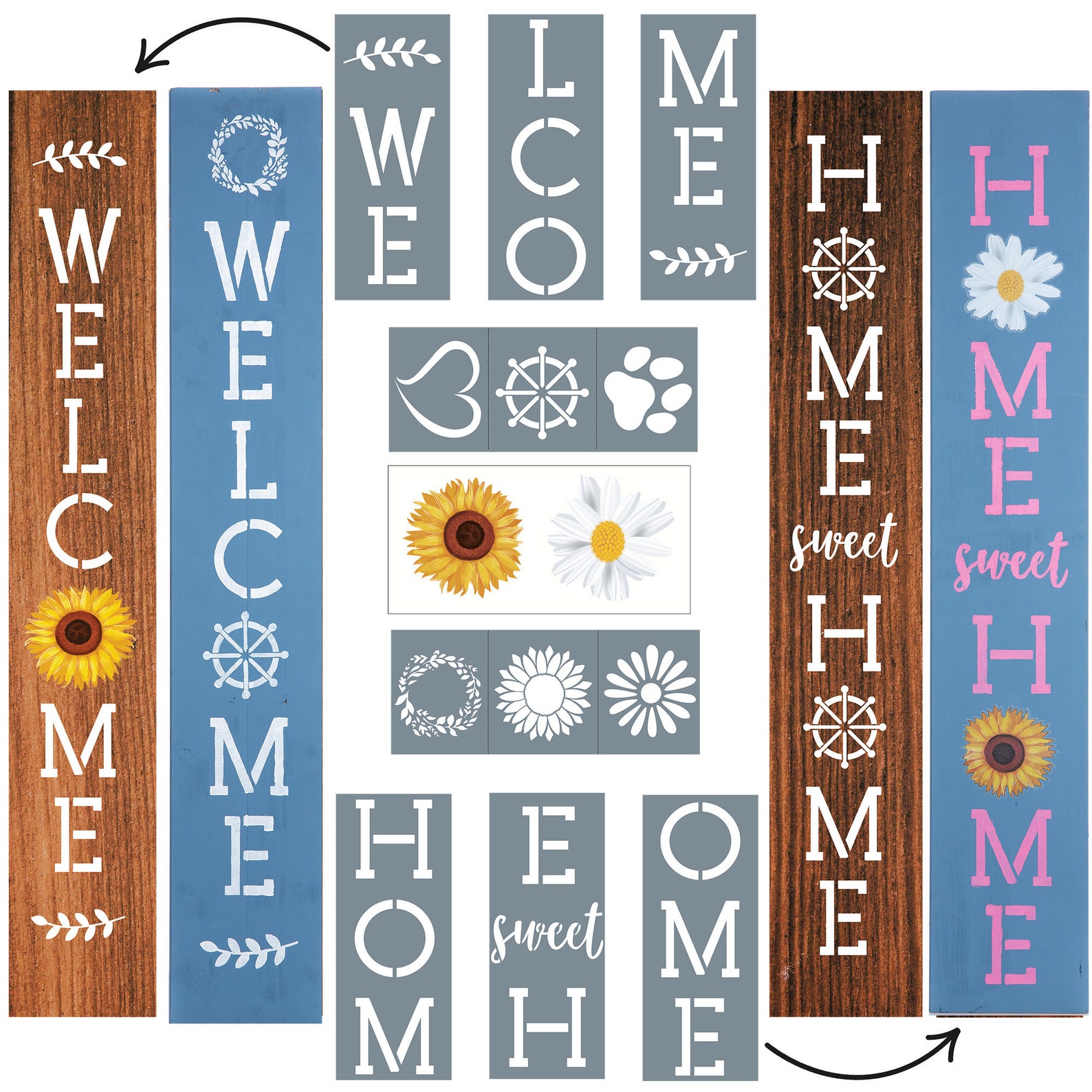 Vertical Stencils for Painting on Wood Signs Home Etsy