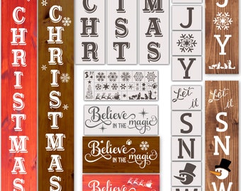 Reusable Christmas Stencils: Holiday Wood Sign Painting Kit
