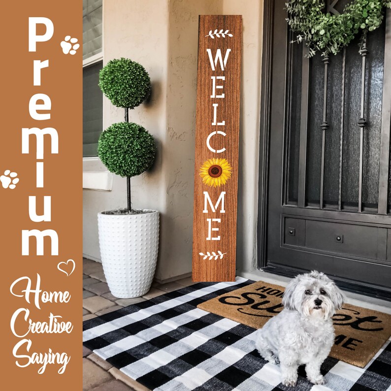 Vertical Welcome Home Sign Stencil: Floral DIY Painting Stencils Bild 6