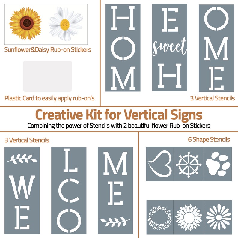 Vertical Stencils for Painting on Wood Signs, Home Sign Stencil
